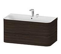 Duravit Happy D.2 Plus meuble sous-lavabo HP4638E6969 97,5 x 49 cm, 2 trous pour robinetterie, noyer brossé, 2 tiroirs