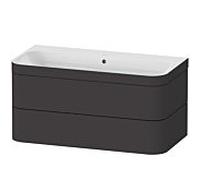 Duravit Happy D.2 Plus meuble sous-lavabo HP4638N8080 97,5 x 49 cm, sans trou pour robinetterie, graphite super mat, 2 tiroirs
