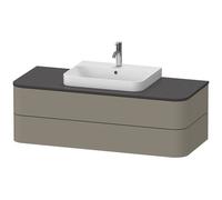 Duravit Happy D.2 Plus Meuble sous-lavabo pour console murale, 1300x550 mm, 2 tiroirs, pour lave-mains, HP496209292, Couleur: Gris pierre Vernis satiné mat Soie