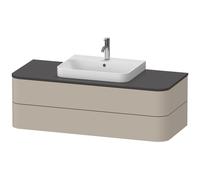 Duravit Happy D.2 Plus Meuble sous-lavabo pour console murale, 1300x550 mm, 2 tiroirs, pour vasques sur le dessus, HP497206060, Couleur: Laque mate taupe soie