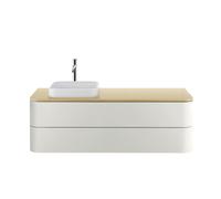 Duravit Happy D.2 Plus Meuble sous-lavabo pour console murale, 1300x550 mm, 2 tiroirs, pour vasques sur le dessus, HP497203939, Couleur: Laque mate en soie Nordic White