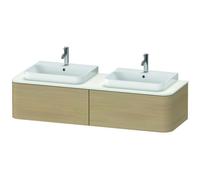 Duravit Happy D.2 Plus Meuble sous-lavabo pour console murale, 1600x550 mm, 2 tiroirs, pour 2 lavabos sur le dessus, HP4946B7171, Couleur: Placage chêne méditerranéen en bois véritable