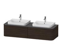 Duravit Happy D.2 Plus Meuble sous-lavabo pour console murale, 1600x550 mm, 2 tiroirs, pour 2 lavabos sur le dessus, HP4946B6969, Couleur: Noyer brossé Placage bois véritable