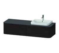 Duravit Happy D.2 Plus Meuble sous-lavabo pour console murale, 1600x550 mm, 2 tiroirs, pour lavabo en saillie Position droite, HP4944R6969, Couleur: Noyer brossé Placage bois véritable
