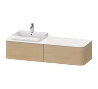 Duravit Happy D.2 Plus Meuble sous-lavabo pour console murale, 1600x550 mm, 2 tiroirs, pour lavabo en saillie Position gauche, HP4944L7171, Couleur: Placage chêne méditerranéen en bois véritable