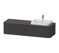 Duravit Happy D.2 Plus Meuble sous-lavabo pour console murale, 1600x550 mm, 2 tiroirs, pour lavabo en saillie Position droite, HP4944R8080, Couleur: supermatt en graphite