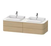 Duravit Happy D.2 Plus Meuble sous-lavabo pour console murale, 1600x550 mm, 4 tiroirs, pour 2 lavabos à meubles, HP4964B7171, Couleur: Placage chêne méditerranéen en bois véritable