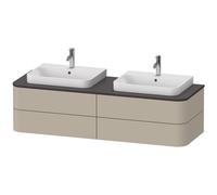 Duravit Happy D.2 Plus Meuble sous-lavabo pour console murale, 1600x550 mm, 4 tiroirs, pour 2 vasques sur le dessus, HP4974B6060, Couleur: Laque mate taupe soie