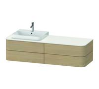 Duravit Happy D.2 Plus Meuble sous-lavabo pour console murale, 1600x550 mm, 4 tiroirs, pour lavabo Position gauche, HP4963L7171, Couleur: Placage chêne méditerranéen en bois véritable