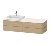 Duravit Happy D.2 Plus Meuble sous-lavabo pour console murale, 1600x550 mm, 4 tiroirs, pour vasque en saillie Position gauche, HP4973L7171, Couleur: Placage chêne méditerranéen en bois véritable