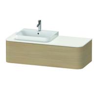 Duravit Happy D.2 Plus Meuble sous-lavabo pour support mural, 1300x550 mm, 1 tiroir, pour vasque en saillie Position gauche, HP4942L7171, Couleur: Placage chêne méditerranéen en bois véritable