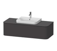 Duravit Happy D.2 Plus Meuble sous-lavabo sur console suspendu, 1300x550 mm, 1 tiroir, pour vasque à poser Position centrale, HP4942M80800010, Couleur: Décor graphite super mat avec éclairage intérieu