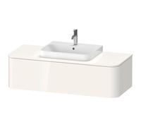 Duravit Happy D.2 Plus Meuble sous-lavabo sur console suspendu, 1300x550 mm, 1 tiroir, pour vasque à poser Position centrale, HP4942M22220010, Couleur: Décor blanc brillant avec éclairage intérieur
