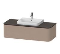 Duravit Happy D.2 Plus Meuble sous-lavabo sur console suspendu, 1300x550 mm, 1 tiroir, pour vasque à poser Position centrale, HP4942M75750010, Couleur: Décor en lin avec éclairage intérieur