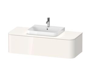 Duravit Happy D.2 Plus Meuble sous-lavabo sur console suspendu, 1300x550 mm, 1 tiroir, pour vasque à poser Position centrale, HP4942M22220010, Couleur: Décor blanc brillant avec éclairage intérieur