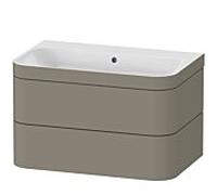 Duravit Happy D.2 Plus meuble sous-vasque HP4637N9292 77,5 x 49 cm, sans trou pour robinetterie, finition gris pierre satiné, 2 tiroirs