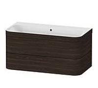 Duravit Happy D.2 Plus meuble sous-vasque HP4638N6969 97,5 x 49 cm, sans trou pour robinetterie, noyer brossé, 2 tiroirs