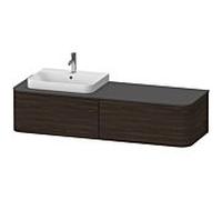 Duravit Happy D.2 Plus meuble sous-vasque HP4944L6969 160x55cm, 2 tiroirs, pour Aufsatzbecken , vasque à gauche, noyer brossé