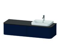 Duravit Happy D.2 Plus Meuble sous-vasque sur console suspendu, 1600x550 mm, 2 tiroirs, pour vasque à poser Position à droite, HP4944R9898, Couleur: Laque mat soyeuse bleu nuit