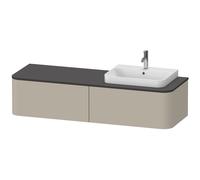 Duravit Happy D.2 Plus Meuble sous-vasque sur console suspendu, 1600x550 mm, 2 tiroirs, pour vasque à poser Position à droite, HP4944R6060, Couleur: Laque mate taupe soie
