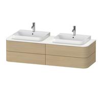 Duravit Happy D.2 Plus Meuble sous-vasque sur console suspendu, 1600x550 mm, 4 tiroirs, pour 2 vasques à poser, HP4974B7171, Couleur: Placage chêne méditerranéen en bois véritable