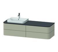 Duravit Happy D.2 Plus Meuble sous-vasque sur console suspendu, 1600x550 mm, 4 tiroirs, pour lavabo pour meuble position à gauche, HP4963L6060, Couleur: Laque mate taupe soie