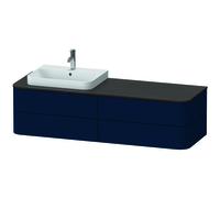 Duravit Happy D.2 Plus Meuble sous-vasque sur console suspendu, 1600x550 mm, 4 tiroirs, pour lavabo pour meuble position à gauche, HP4963L9898, Couleur: Laque mat soyeuse bleu nuit