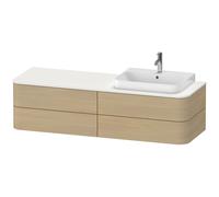 Duravit Happy D.2 Plus Meuble sous-vasque sur console suspendu, 1600x550 mm, 4 tiroirs, pour lavabo pour meuble position à droite, HP4963R7171, Couleur: Placage chêne méditerranéen en bois véritable