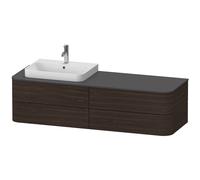 Duravit Happy D.2 Plus Meuble sous-vasque sur console suspendu, 1600x550 mm, 4 tiroirs, pour lavabo pour meuble position à gauche, HP4963L6969, Couleur: Noyer brossé Placage bois véritable