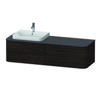 Duravit Happy D.2 Plus Meuble sous-vasque sur console suspendu, 1600x550 mm, 4 tiroirs, pour vasque à poser position à gauche, HP4973L6969, Couleur: Noyer brossé Placage bois véritable