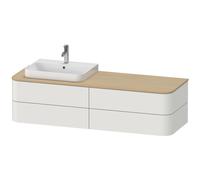 Duravit Happy D.2 Plus Meuble sous-vasque sur console suspendu, 1600x550 mm, 4 tiroirs, pour vasque à poser position à gauche, HP4973L3939, Couleur: Laque mate en soie Nordic White