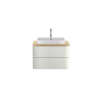 Duravit Happy D.2 Plus Meuble sous-vasque sur console suspendu, 650x480 mm, 2 tiroirs, pour vasque à poser, HP496003636, Couleur: Laque mate en soie blanche