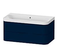 Duravit Happy D.2 Plus c-shaped Set suspendu, 975x490mm, 2 tiroirs, sans trou pour robinetterie, HP4348N9898, Couleur: Laque mat soyeuse bleu nuit
