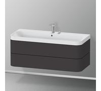 Duravit vasque à poser Happy D.2 Plus HP4349E80800000 117,5x49cm, 2 tiroirs, 2 trous pour robinetterie, graphite super mat