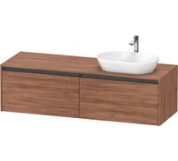 Duravit Ketho.2 bâti-support de lavabo en console, découpe de la vasque à droite, 1600x459x550mm, 2 tiroirs, K24889R79790000, Couleur: Décor noyer naturel