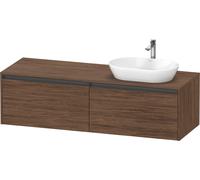 Duravit Ketho.2 bâti-support de lavabo en console, découpe de la vasque à droite, 1600x459x550mm, 2 tiroirs, K24889R21210000, Couleur: DÃ©cor noyer foncÃ©