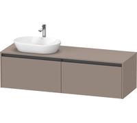 Duravit Ketho.2 bâti-support de lavabo en console, découpe de la vasque à gauche, 1600x459x550mm. 2 tiroirs, K24889L43430000, Couleur: Décor basalte mat