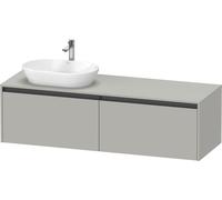 Duravit Ketho.2 bâti-support de lavabo en console, découpe de la vasque à gauche, 1600x459x550mm. 2 tiroirs, K24889L07070000, Couleur: DÃ©cor gris bÃ©ton mat