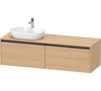 Duravit Ketho.2 bâti-support de lavabo en console, découpe de la vasque à gauche, 1600x459x550mm. 2 tiroirs, K24889L30300000, Couleur: Décor chêne naturel