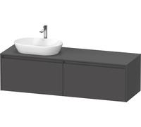 Duravit ketho 2 meuble sous lavabo avec plaque console et 2 tiroirs pour lavabo à gauche 160x55x45.9cm avec poignées anthracite graphite mat K24889L49490000