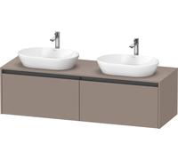Duravit Ketho.2 bâti-support de lavabo en console, découpe du bassin des deux côtés, 1600x459x550mm, 2 tiroirs, K24889B43430000, Couleur: Décor basalte mat