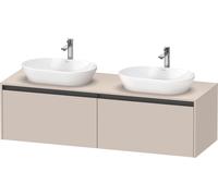 Duravit Ketho.2 bâti-support de lavabo en console, découpe du bassin des deux côtés, 1600x459x550mm, 2 tiroirs, K24889B91910000, Couleur: DÃ©cor taupe mat
