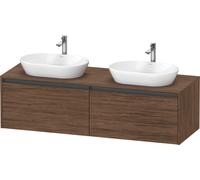 Duravit Ketho.2 bâti-support de lavabo en console, découpe du bassin des deux côtés, 1600x459x550mm, 2 tiroirs, K24889B21210000, Couleur: DÃ©cor noyer foncÃ©