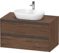 Duravit Ketho.2 bâti-support de lavabo sur console suspendu, 1000x568x550mm, 2 tiroirs, K24896021210000, Couleur: DÃ©cor noyer foncÃ©