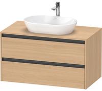 Duravit Ketho.2 bâti-support de lavabo sur console suspendu, 1000x568x550mm, 2 tiroirs, K24896030300000, Couleur: Décor chêne naturel