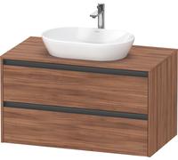 Duravit Ketho.2 bâti-support de lavabo sur console suspendu, 1000x568x550mm, 2 tiroirs, K24896079790000, Couleur: Décor noyer naturel