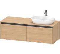 Duravit Ketho.2 bâti-support de lavabo sur console suspendu découpe de la vasque à droite, 1400x459x550mm, 2 tiroirs, K24888R30300000, Couleur: Décor chêne naturel