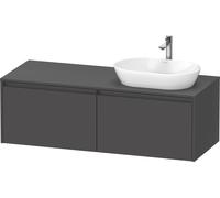 Duravit Ketho.2 bâti-support de lavabo sur console suspendu découpe de la vasque à droite, 1400x459x550mm, 2 tiroirs, K24888R49490000, Couleur: Décor graphite mat