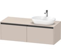 Duravit Ketho.2 bâti-support de lavabo sur console suspendu découpe de la vasque à droite, 1400x459x550mm, 2 tiroirs, K24888R91910000, Couleur: DÃ©cor taupe mat