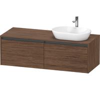 Duravit Ketho.2 bâti-support pour lavabo, découpe de la vasque à droite, 1400x459x550mm, K24888R21210000, Couleur: DÃ©cor noyer foncÃ©